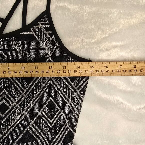 Aztec Print Black and White Strappy Tank Mini Dress Size Medium (7-9) - Picture 6 of 8
